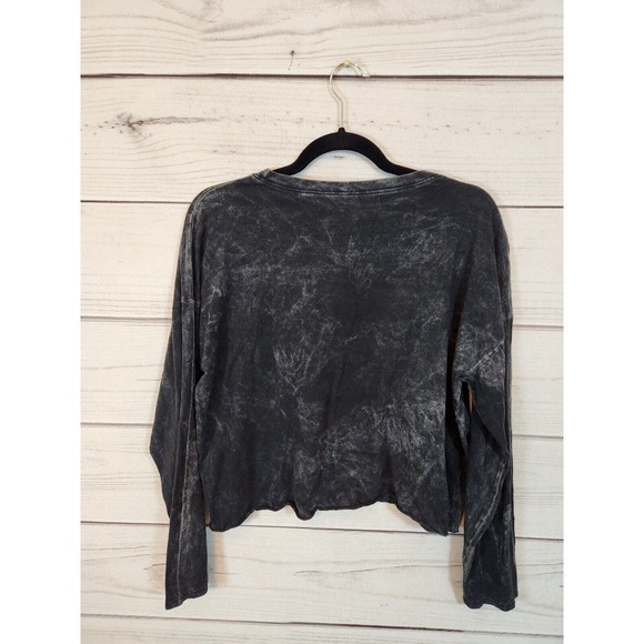 Guns‎ N' Roses Womens Black Acid Wash Long Sleeve Cropped Graphic T Shirt M - Picture 2 of 5